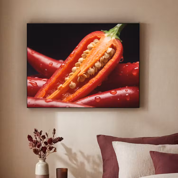 Art Frame - Chili Pepper - Red - Food - Chilipeper - Rood - Eten Textielframe zwart klein