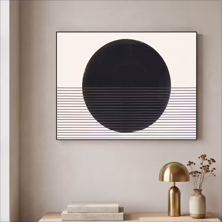 Art Frame - Circle - Lines - Abstract - Cirkel - Lijnen - Abstract Textielframe zwart klein