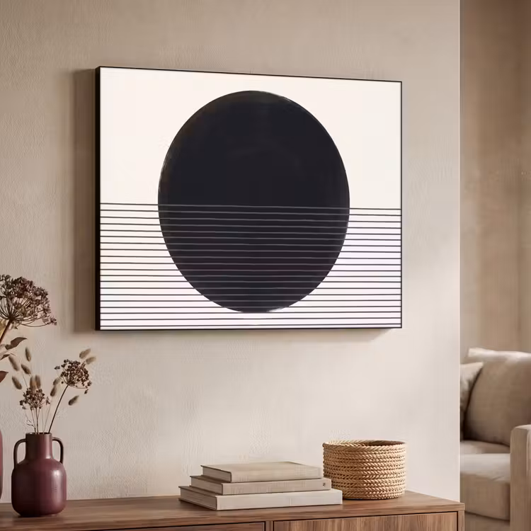 Art Frame - Circle - Lines - Abstract - Cirkel - Lijnen - Abstract Textielframe zwart klein
