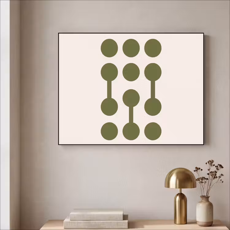 Cirkels - Geometrisch - Abstract - Modern - Groen Textielframe zwart klein -sfeer2