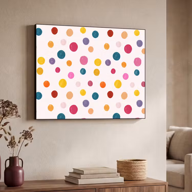 Cirkels - Speels - Kleurrijk Textielframe zwart klein 947 -sfeer3