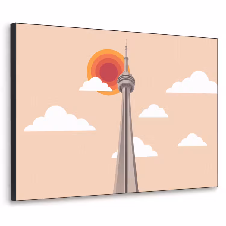 Stad - Gebouw - Architectuur - Retro - Oranje Textielframe zwart klein -3d