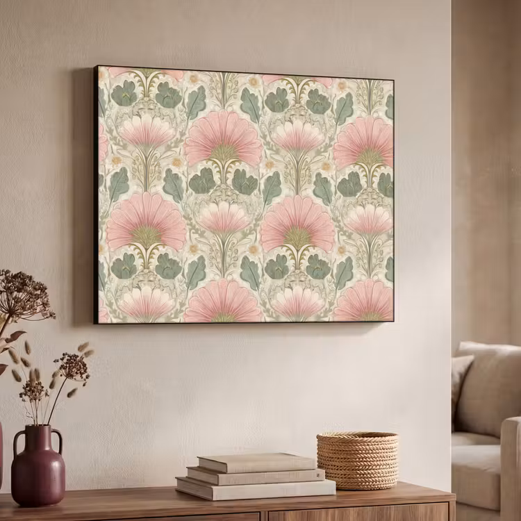 Klassiek - Patroon - Roze Textielframe zwart klein 947 -sfeer3