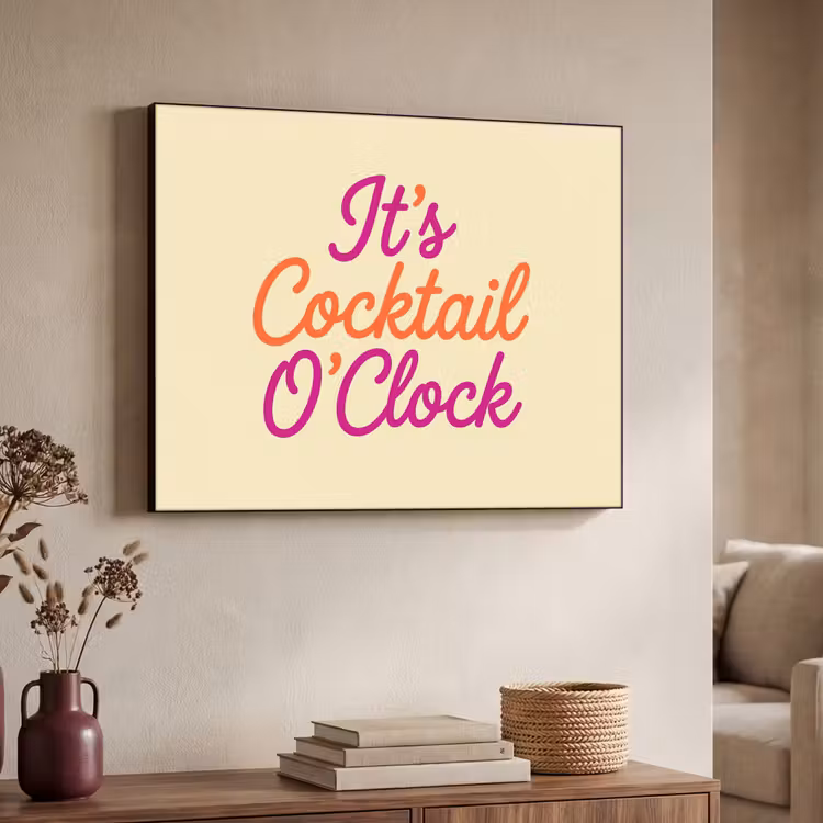 Cocktail O'Clock - Geel - Retro Textielframe zwart klein -sfeer3