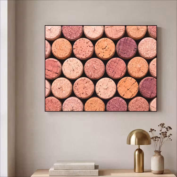 Kurk - Patroon - Abstract - Modern - Rood Textielframe zwart klein -sfeer2