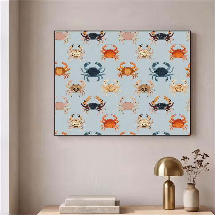 Krabben - Speels - Kleurrijk Textielframe zwart klein 947 -sfeer2