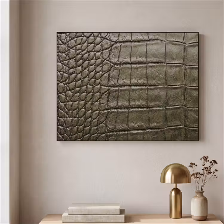 Krokodillenleer - Structuur - Groen Textielframe zwart klein -sfeer2