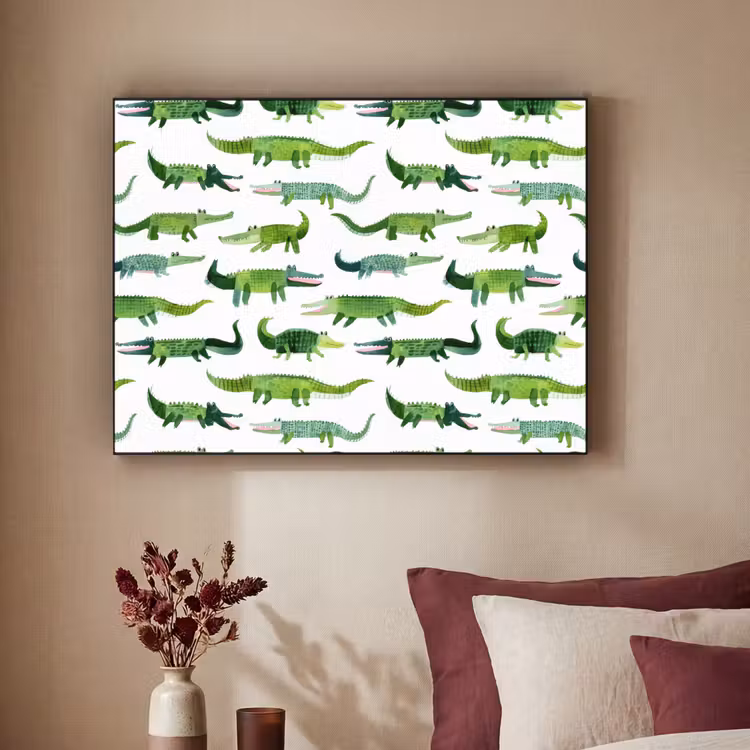 krokodillen - Speels - Groen Textielframe zwart klein 947 -sfeer1