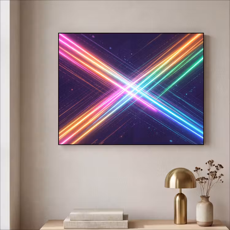 Kruisen - Lasterstralen - Neon Textielframe zwart klein -sfeer2