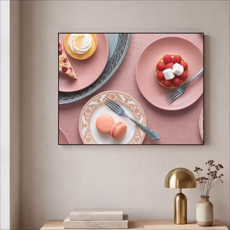Dessert - Taart - Gebak - Zoet - Roze Textielframe zwart klein -sfeer2