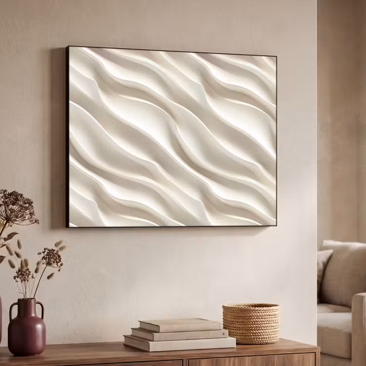 Diagonaal - Golven - Crème Textielframe zwart klein 947 -sfeer3