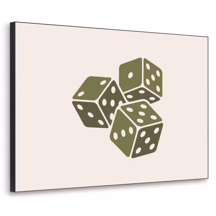 Dobbelsteen - Spel - Groen - Abstract Textielframe zwart klein -3d