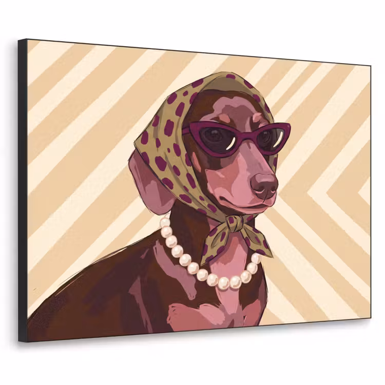 Hond - Zonnebril - Hoofddoek - Dieren - Modern Textielframe zwart klein -3d