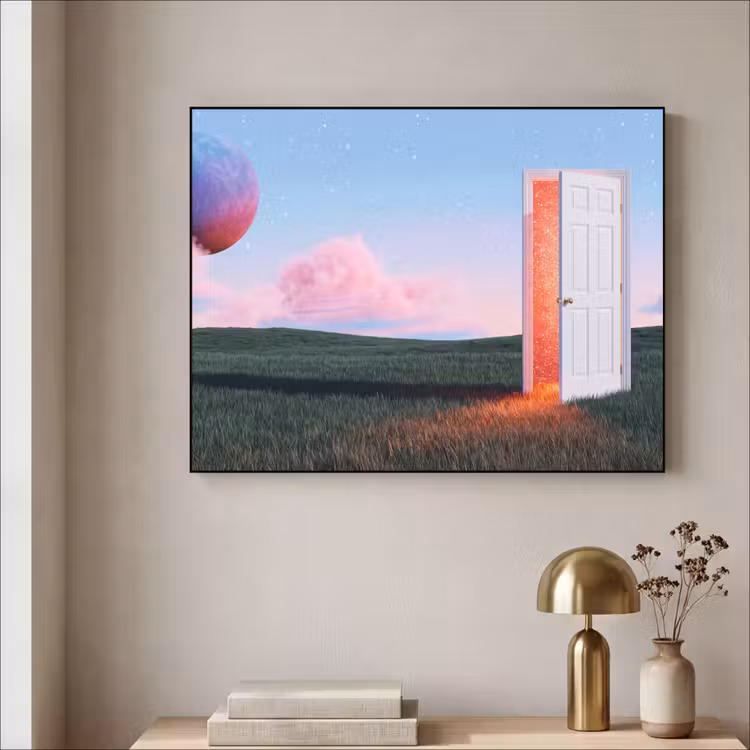 Art Frame - Door - Fantasy - Space - Deur - Fantasie - Ruimte Textielframe zwart klein