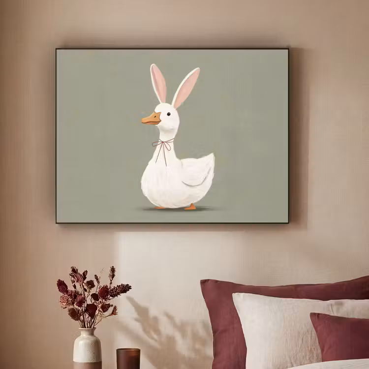 Eend - Konijnoren - Grijs Textielframe - compleet frame klein -sfeer1