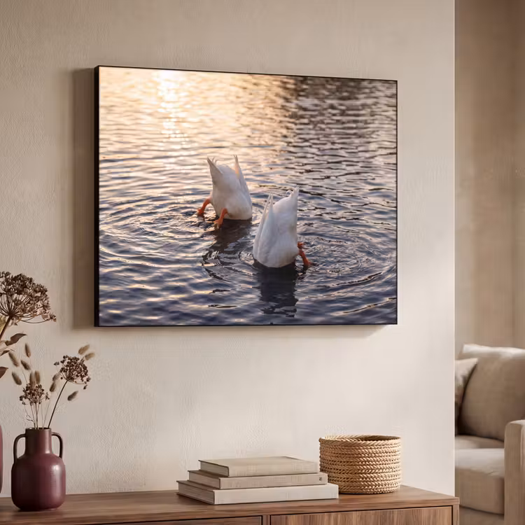 Eenden - Water - Natuur Textielframe zwart klein -sfeer3