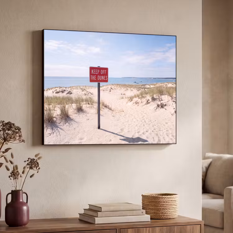 Duin - Bord - Kust - Landschap - Rood Textielframe zwart klein -sfeer3