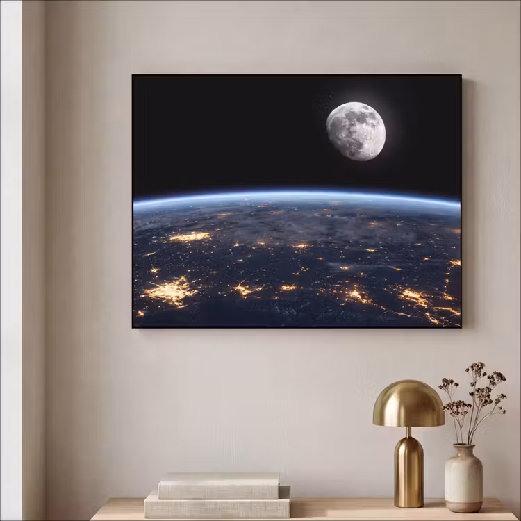 Art Frame - Earth - Night - Space - Aarde - Nacht - Ruimte Textielframe zwart klein