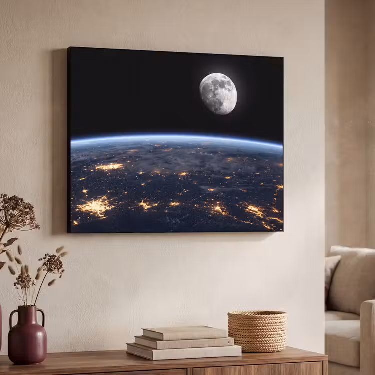 Art Frame - Earth - Night - Space - Aarde - Nacht - Ruimte Textielframe zwart klein