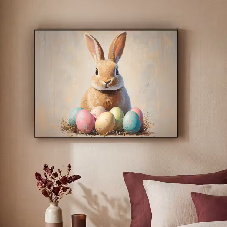 Paashaas - Pastel - Eieren Textielframe - compleet frame klein -sfeer1