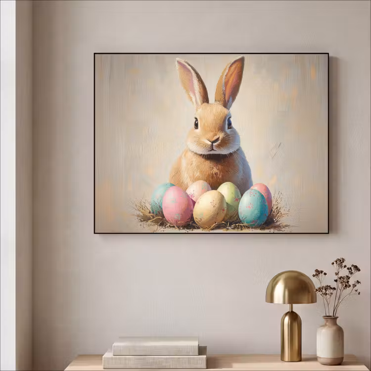 Paashaas - Pastel - Eieren Textielframe - compleet frame klein -sfeer2