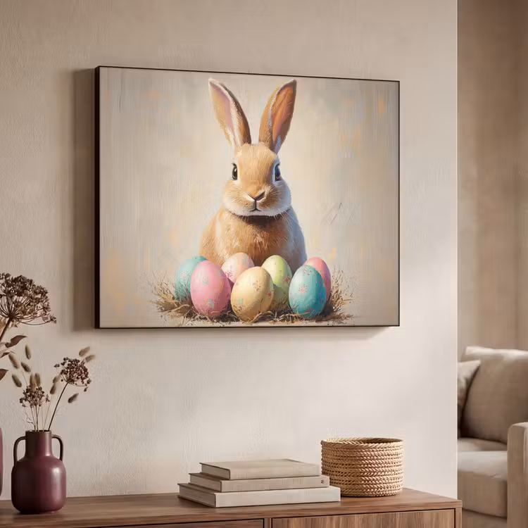 Paashaas - Pastel - Eieren Textielframe - compleet frame klein -sfeer3
