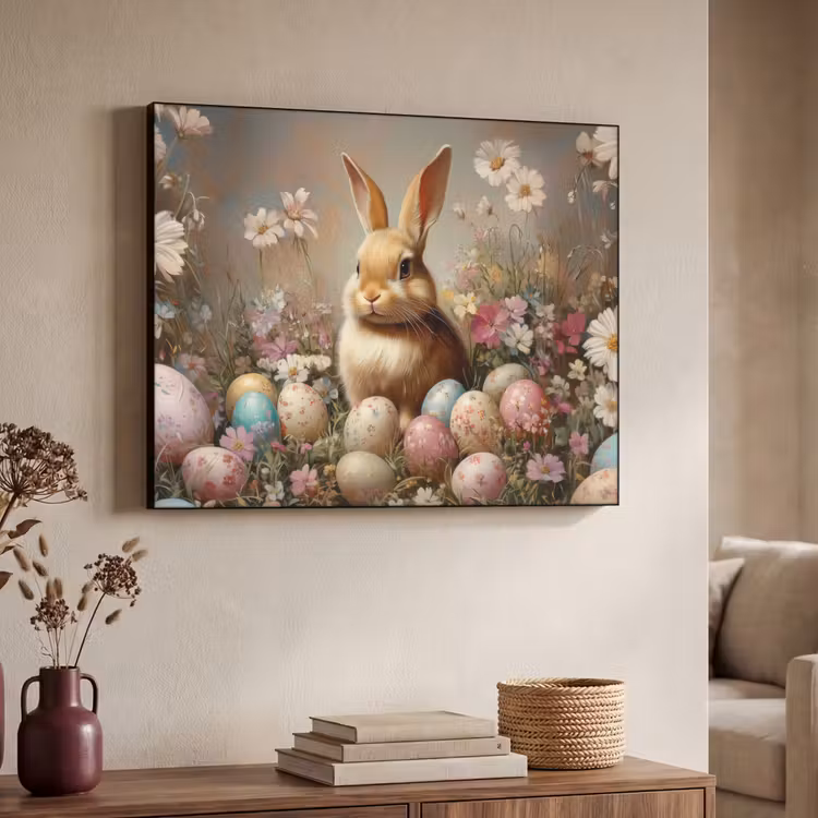 Paashaas - Lente - Paaseieren Textielframe - compleet frame klein -sfeer3