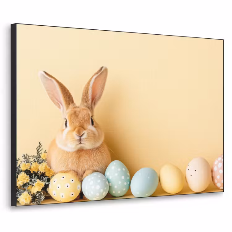 Eieren - Konijn - Pasteltinten Textielframe zwart klein -3d