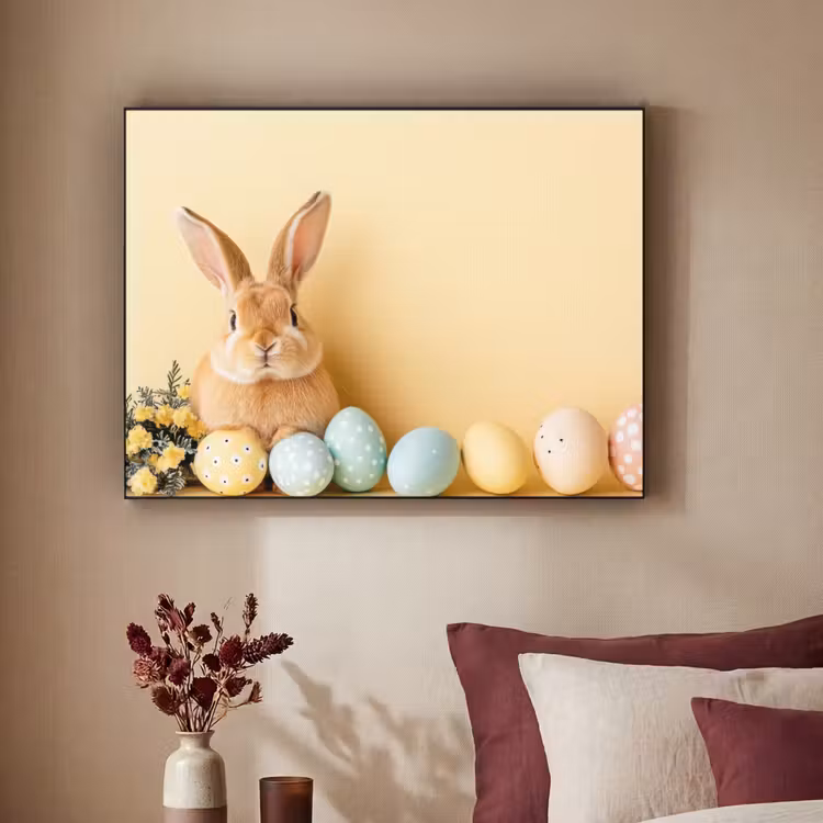 Eieren - Konijn - Pasteltinten Textielframe - compleet frame klein -sfeer1