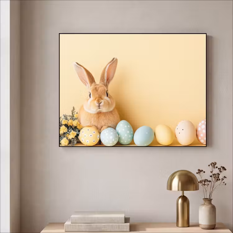 Eieren - Konijn - Pasteltinten Textielframe zwart klein -sfeer2