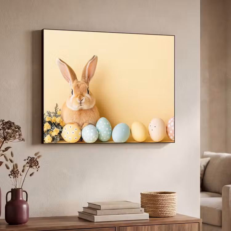 Eieren - Konijn - Pasteltinten Textielframe zwart klein -sfeer3