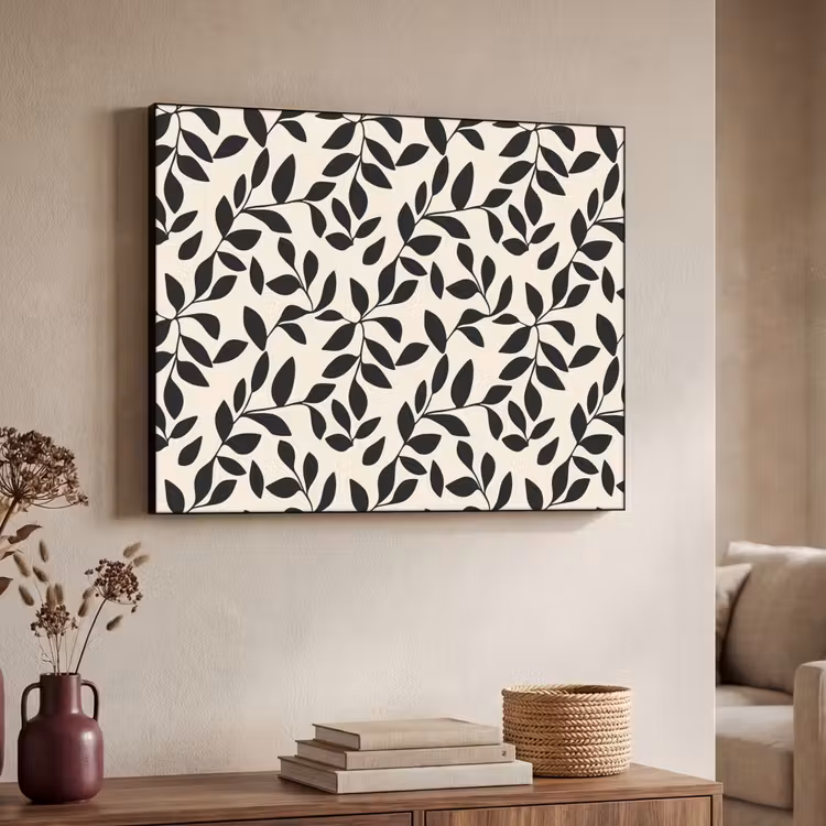 Elegant - Patroon - Zwart - Beige Textielframe zwart klein 947 -sfeer3