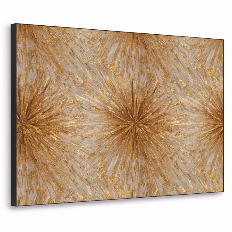 Explosie - Abstract - Goud - Wit Textielframe zwart klein 947 -3d