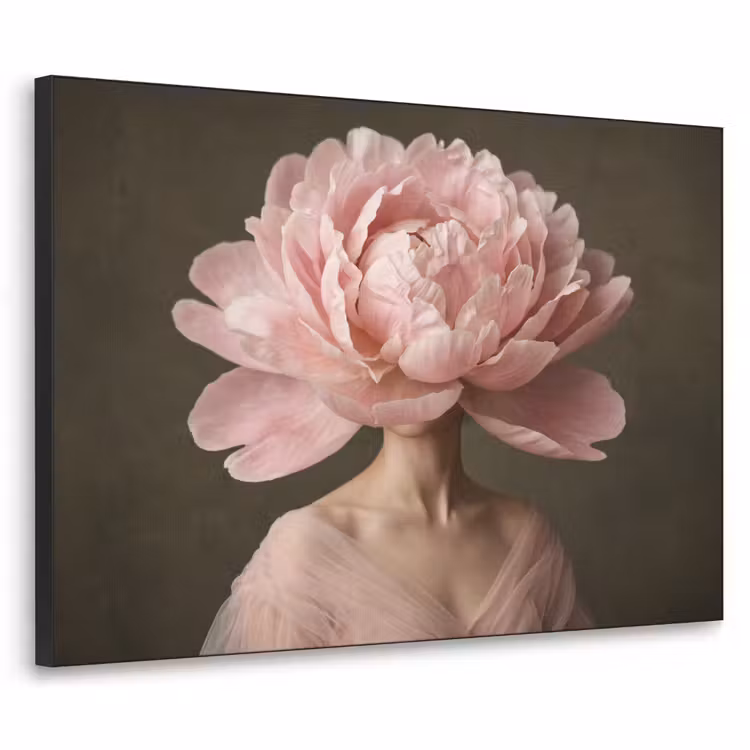 Gezicht - Roos - Roze Textielframe zwart klein -3d