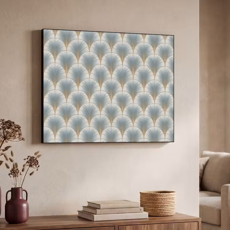 Waaier - Klassiek - Blauw Textielframe zwart klein 947 -sfeer3