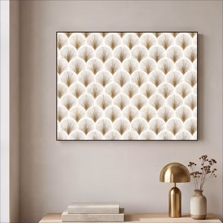 Waaiers - Art Deco - Elegant - Goud - Wit Textielframe zwart klein 947 -sfeer2