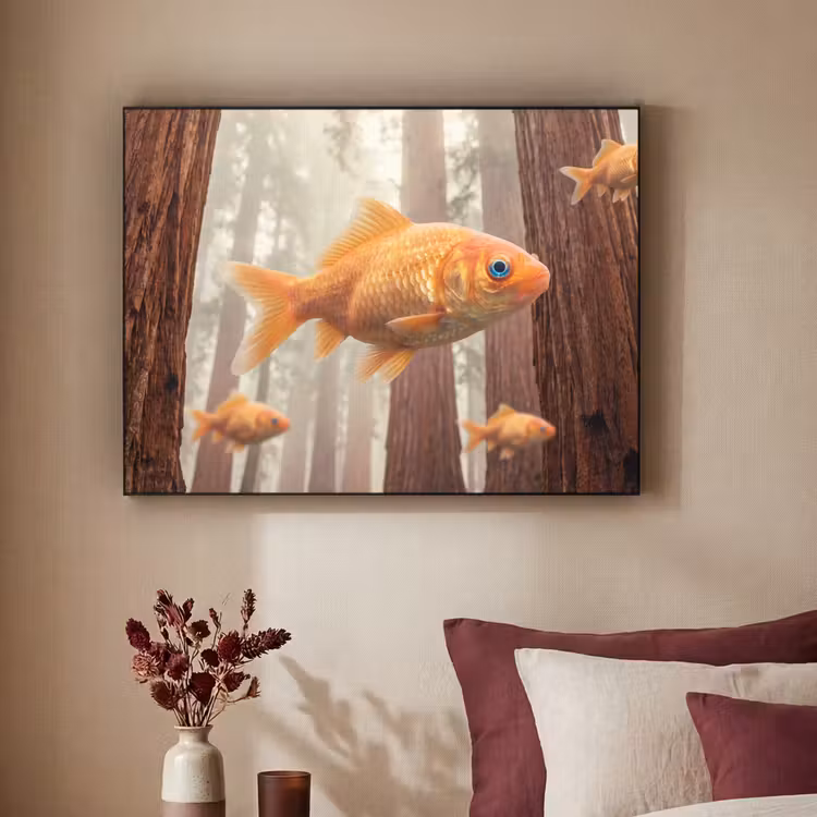 Art Frame - Fish - Forest - Fantasy - Vis - Bos - Fantasie Textielframe zwart klein