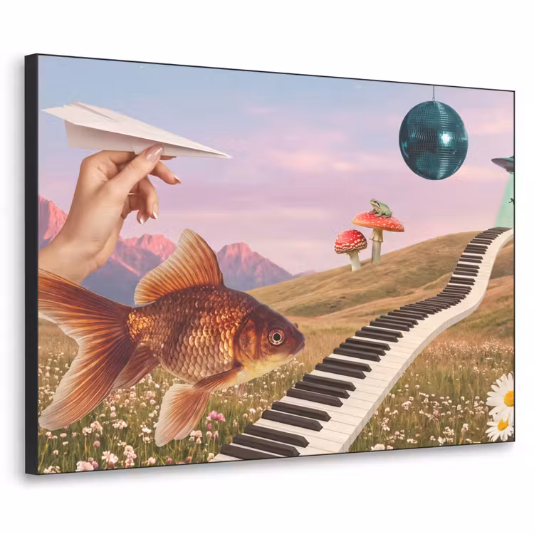 Art Frame - Fish - Nature - Abstract - Vis - Natuur - Abstract Textielframe zwart klein