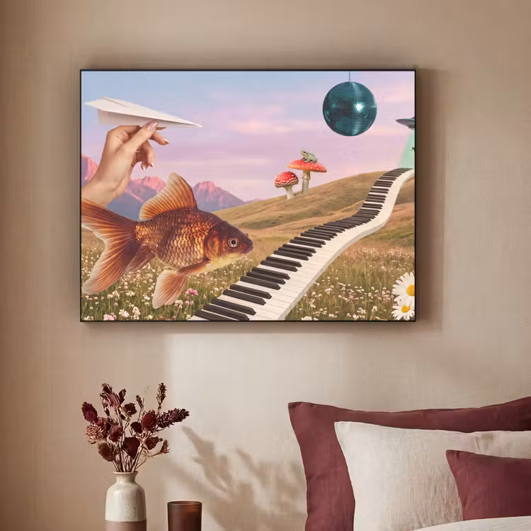 Art Frame - Fish - Nature - Abstract - Vis - Natuur - Abstract Textielframe zwart klein