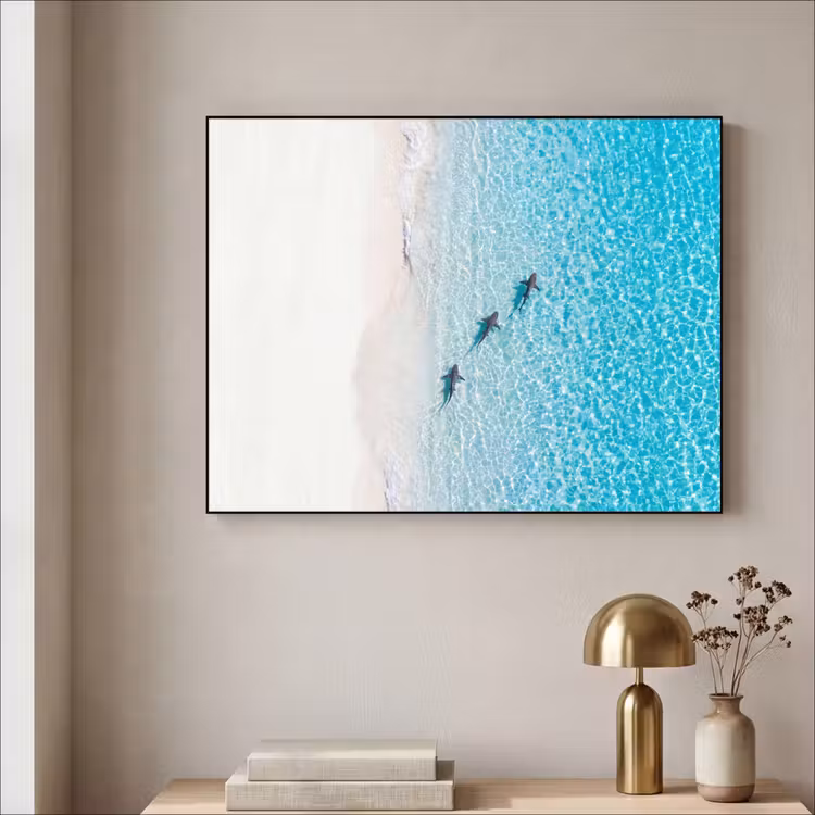 Vis - Oceaan - Strand - Turquoise - Natuur Textielframe zwart klein -sfeer2