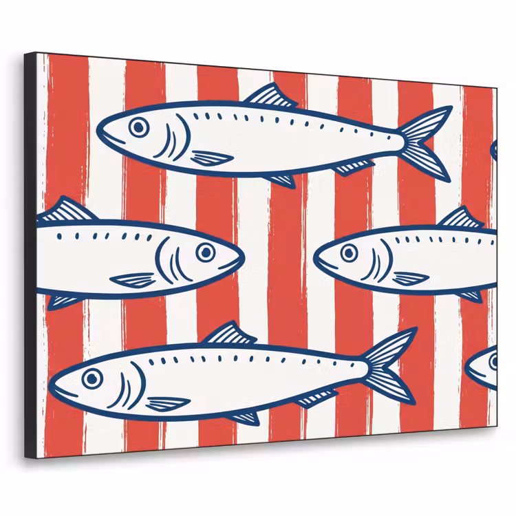Vis - Patroon - Strepen - Illustratie - Rood Textielframe zwart klein -3d