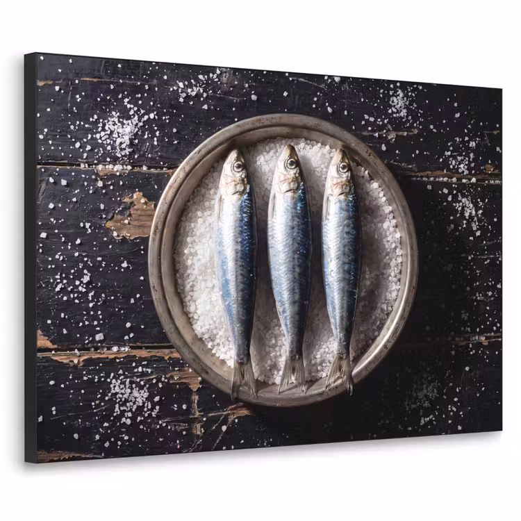 Art Frame - Fish - Salt - Food - Vis - Zout - Eten Textielframe zwart klein