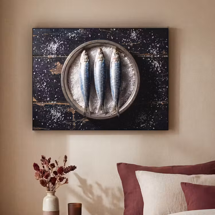 Art Frame - Fish - Salt - Food - Vis - Zout - Eten Textielframe zwart klein