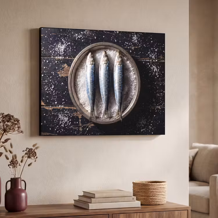 Art Frame - Fish - Salt - Food - Vis - Zout - Eten Textielframe zwart klein