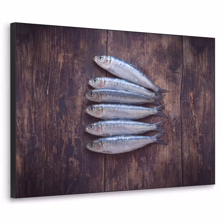 Art Frame - Fish - Wood - Food - Vis - Hout - Eten Textielframe zwart klein