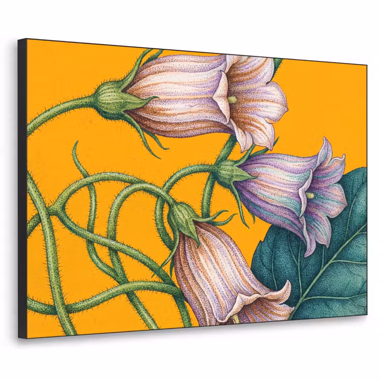 Art Frame - Flowers - Botanical - Yellow - Bloemen - Botanisch - Geel Textielframe zwart klein