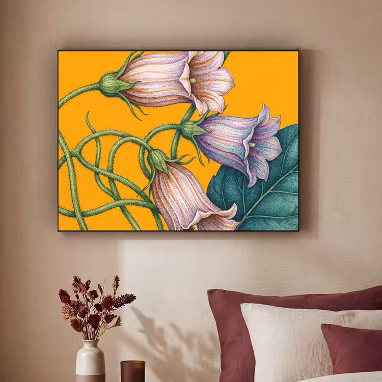 Art Frame - Flowers - Botanical - Yellow - Bloemen - Botanisch - Geel Textielframe zwart klein