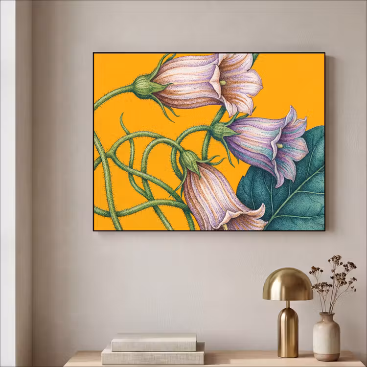 Art Frame - Flowers - Botanical - Yellow - Bloemen - Botanisch - Geel Textielframe zwart klein