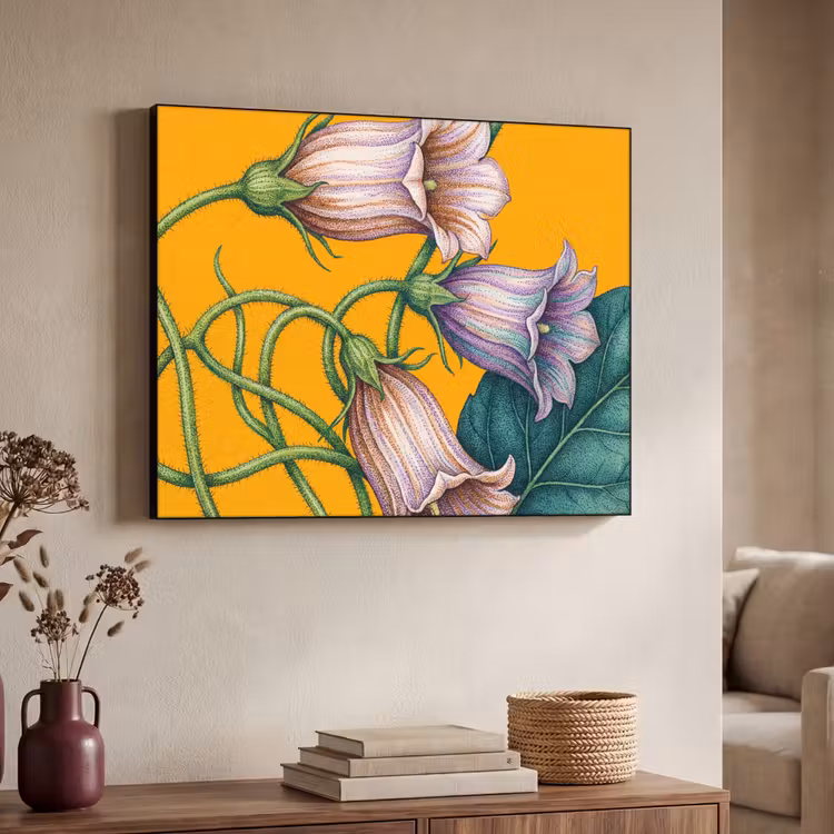 Art Frame - Flowers - Botanical - Yellow - Bloemen - Botanisch - Geel Textielframe zwart klein