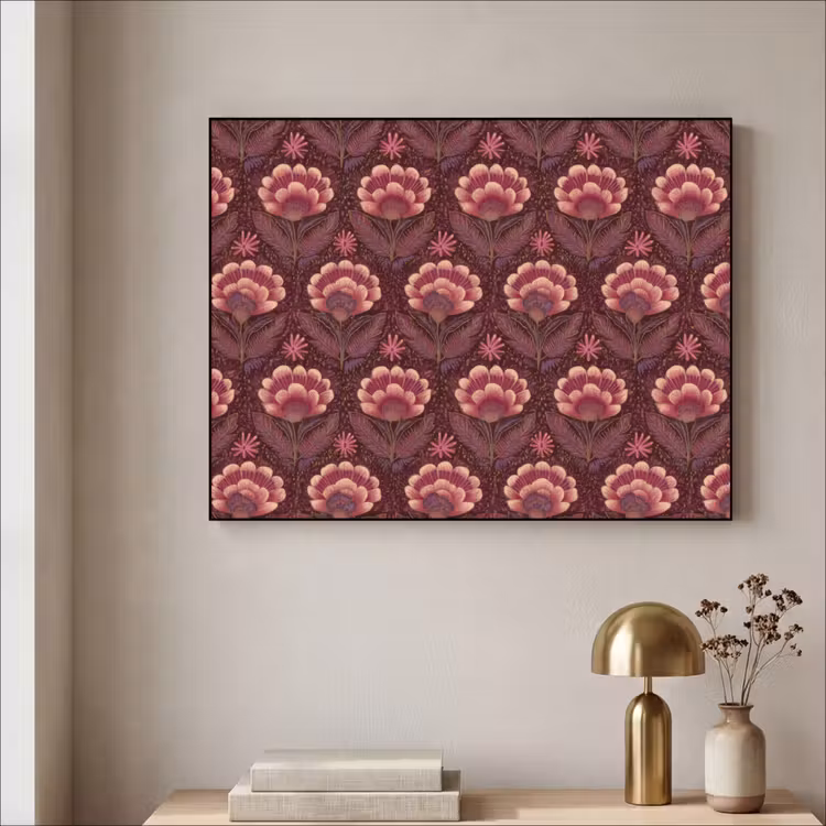 Bloemen - Waaier - Paars Textielframe zwart klein 947 -sfeer2